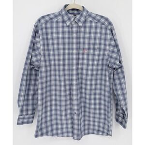 Ariat Pro Series Shirt Mens S Blue Plaid Long Sleeve Button Down Western Cowboy